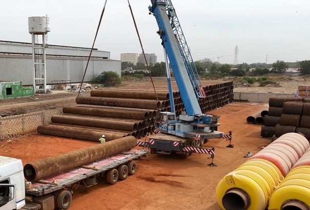 3 000 tonnes de tuyaux — Port de Ndayane